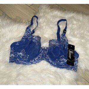 Paramour by Felina Madison Lace Bra Semi Sheer UW 115946 Womens 34C Blue New Nwt
